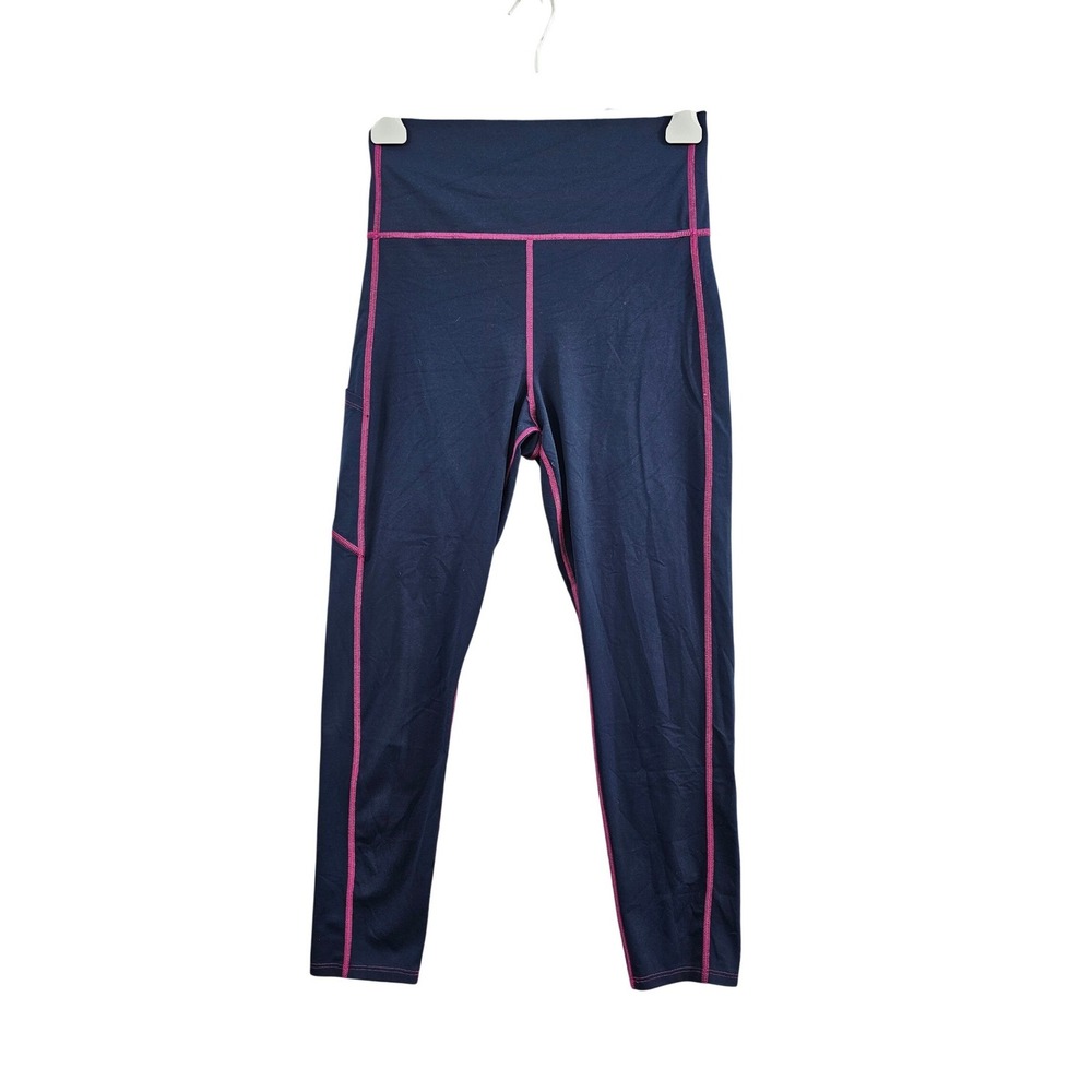 Miraclesuit Leggings Womens‎ XL Navy Pink Contrast Stitch High Waist Pocket 2387